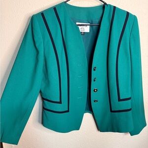 Kasper Green and Black  Vintage Women's Blazer